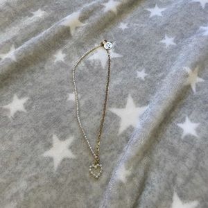 Heart pearl and gold chain necklace NWT